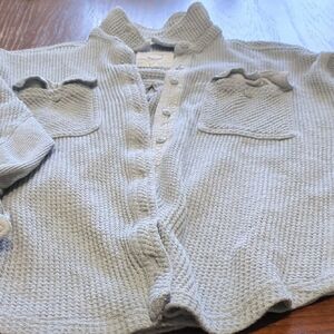 Aerie Gray Waffle Knit Cardigan